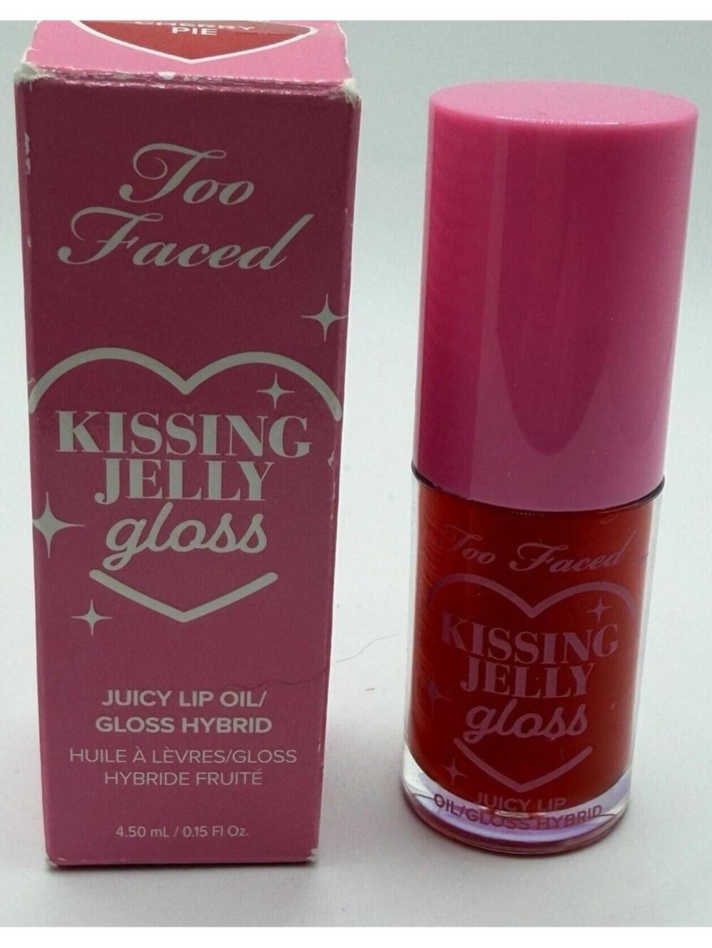 Too Faced Kissing Jelly Gloss Cherry Pie Juicy Lip Oil Gloss Hybrid 0.15oz New